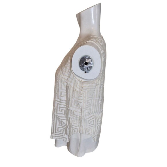 Elizabeth and James Tank Blouse Layered Organza Geometric Print Overlay White XS - Picture 2 of 4